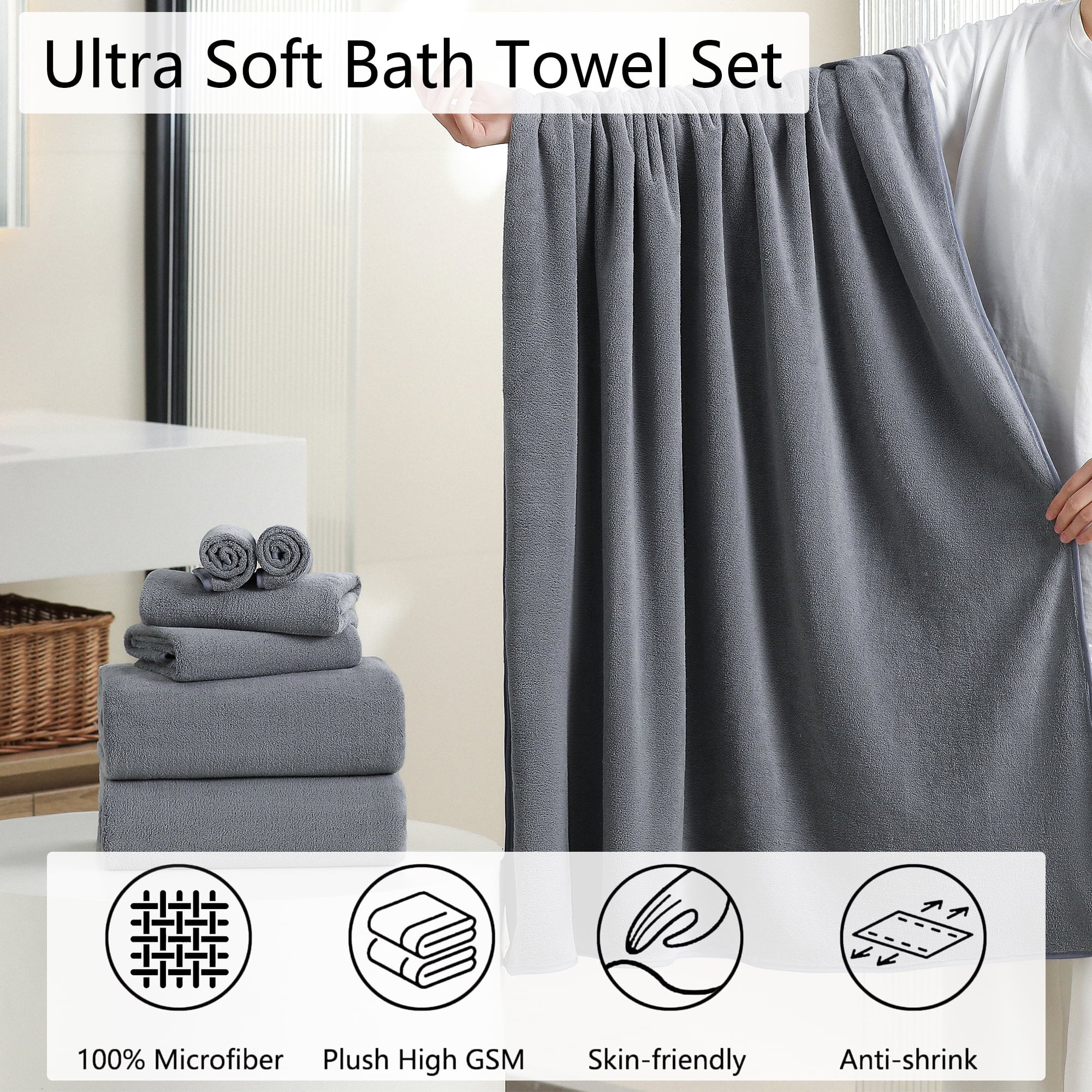 Vinmora™ Jessy Home 4 Pack Oversized Bath Sheet Towels - Premium Sheet Set by Vinmora™