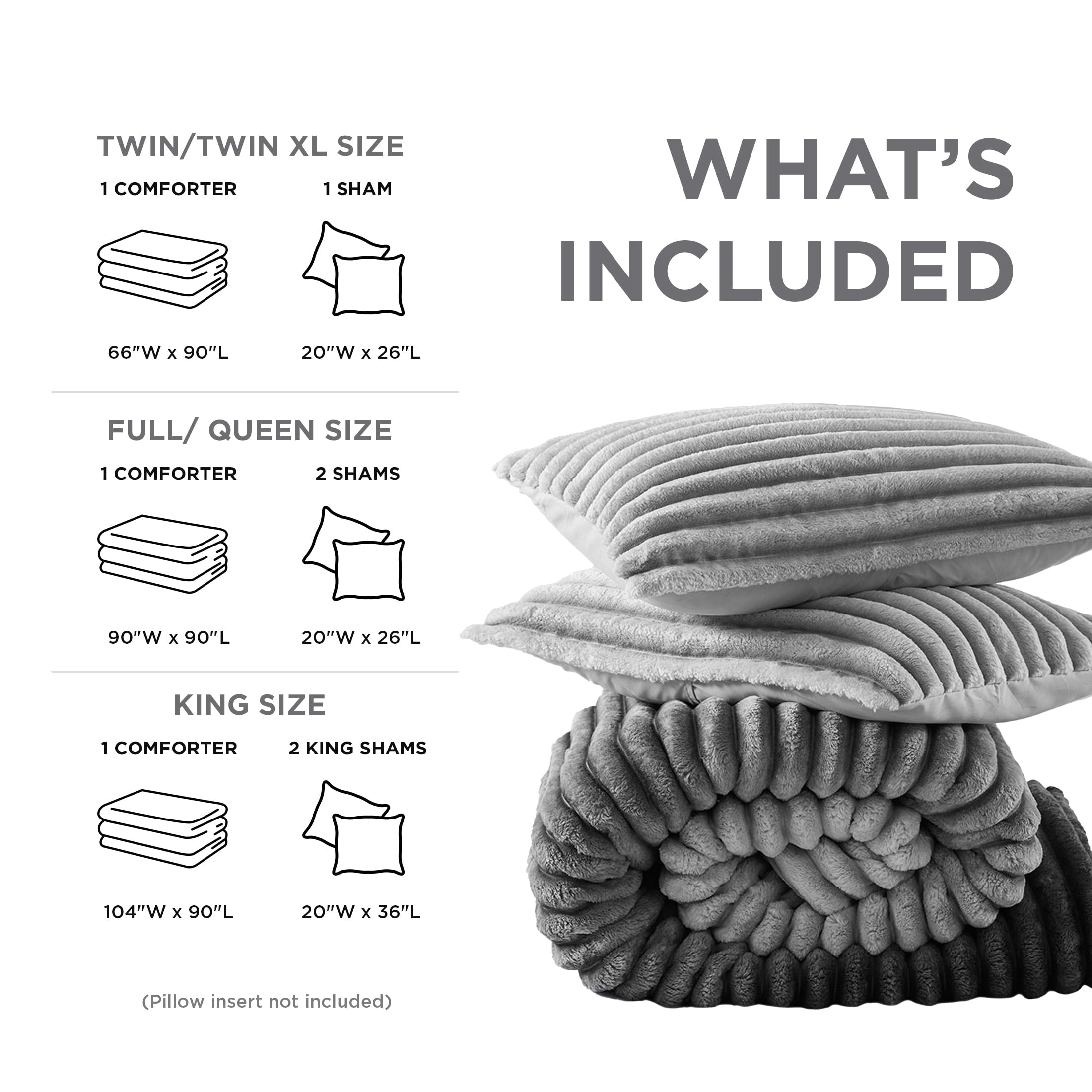 Vinmora™ Regency Heights King/Cal King Fluffy Ribbed Plush Comforter - Premium Comforter Set by Vinmora™