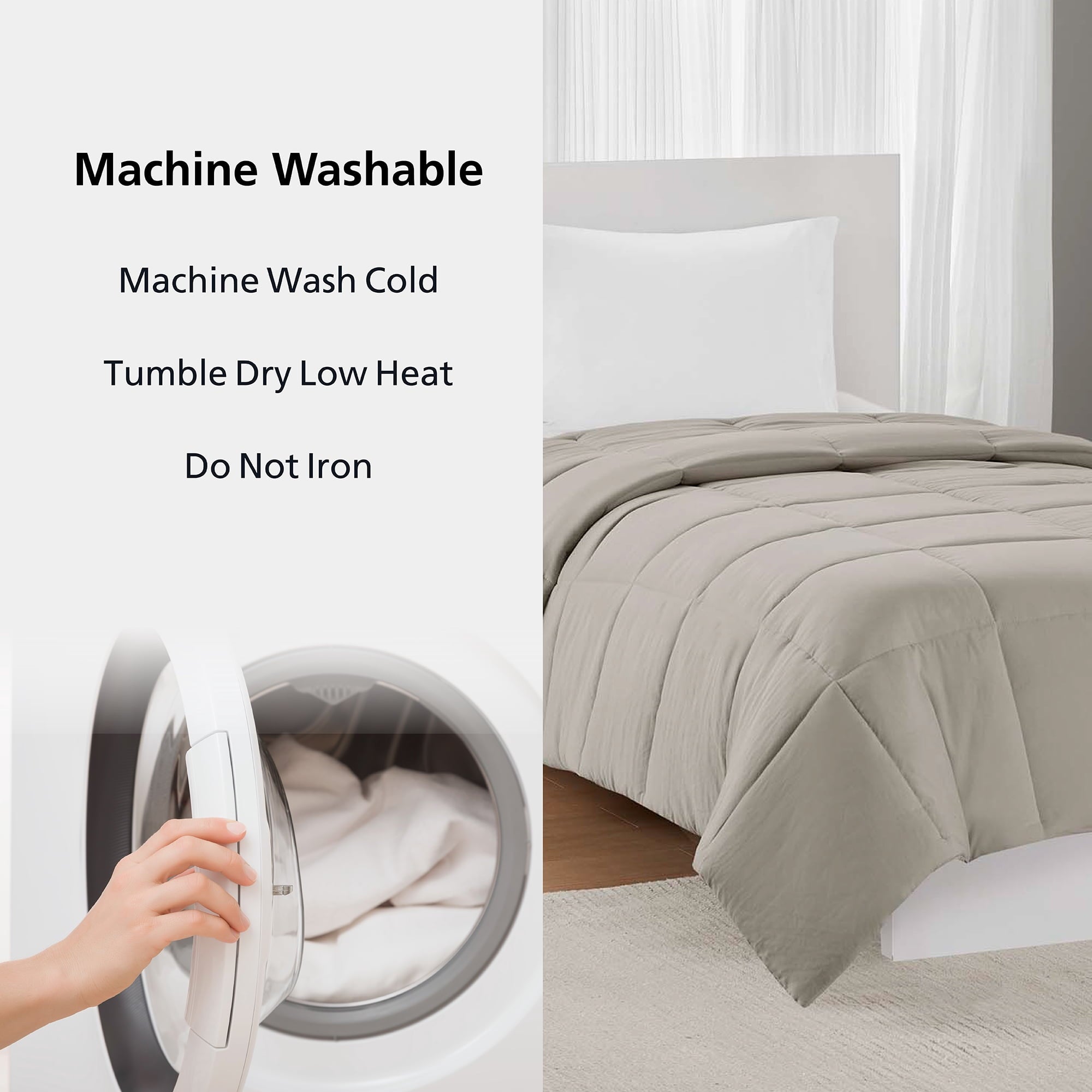 Vinmora™ Twin/Twin XL Comforter, Down Alternative, All-Season, Stone - Premium Comforter Set by Vinmora™