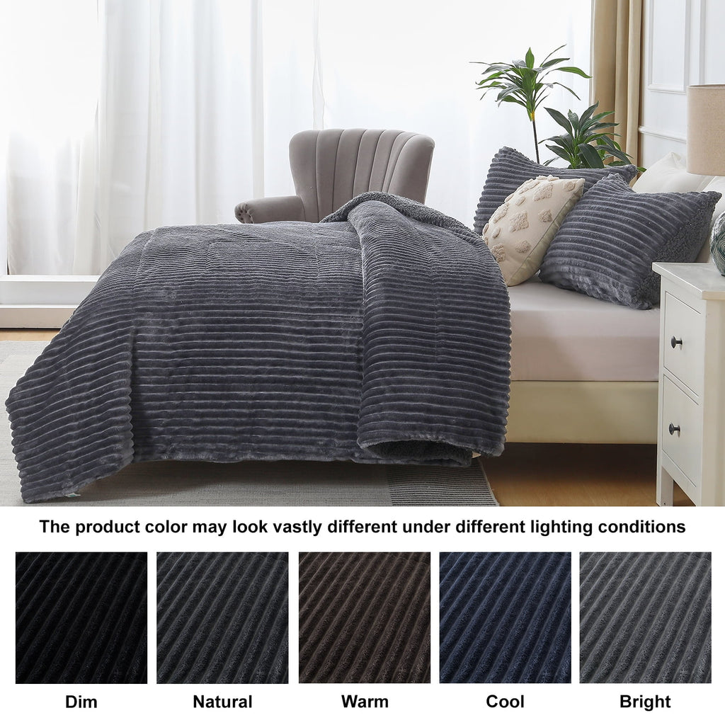 Vinmora™ Jessy Home 3 Piece Fleece Queen Comforter Set - Premium Comforter Set by Vinmora™