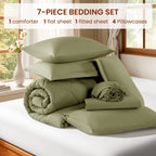 Vinmora™ Sonoro Kate Queen Comforter Set Sage Green, Bed - Premium Comforter Set by Vinmora™