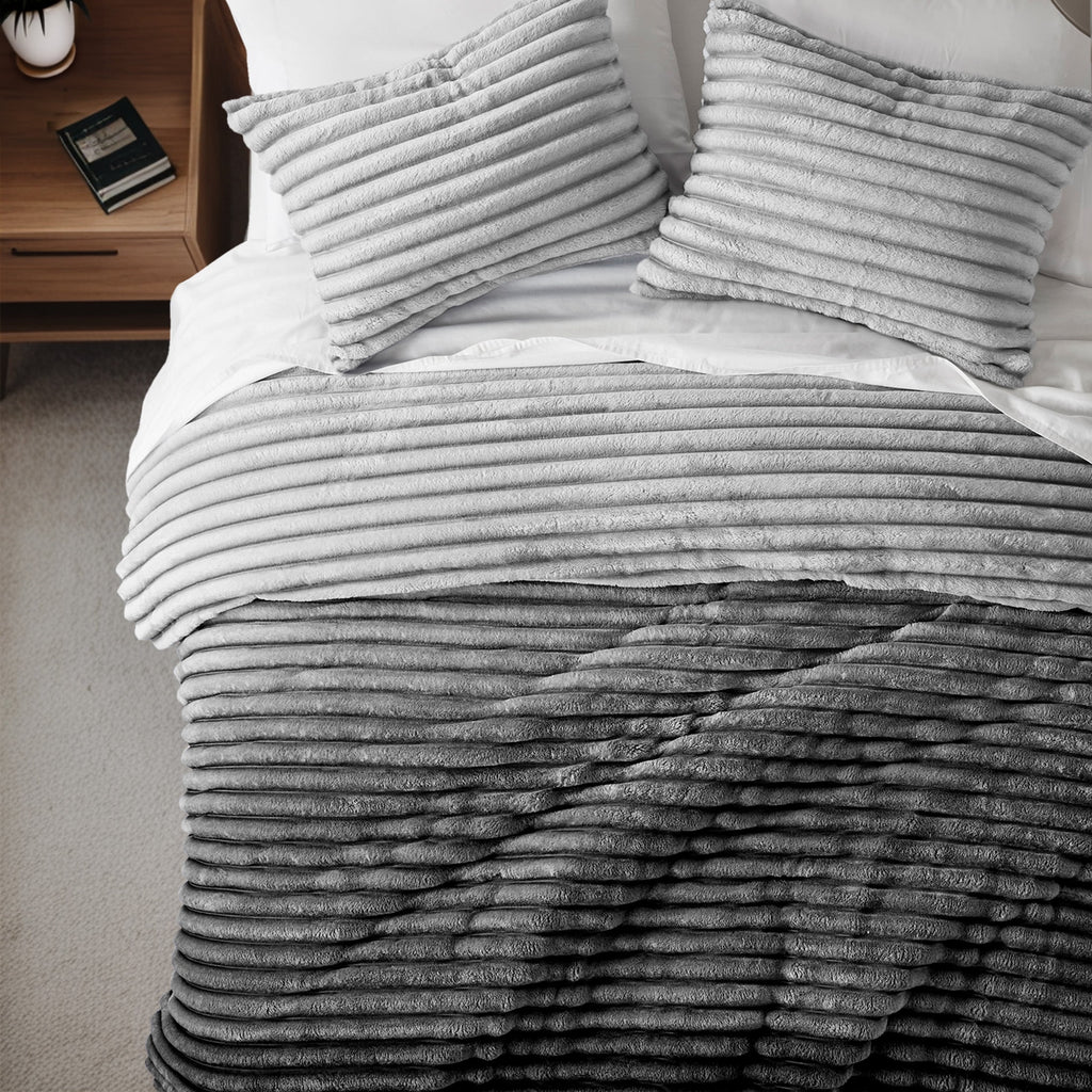 Vinmora™ Regency Heights King/Cal King Fluffy Ribbed Plush Comforter - Premium Comforter Set by Vinmora™