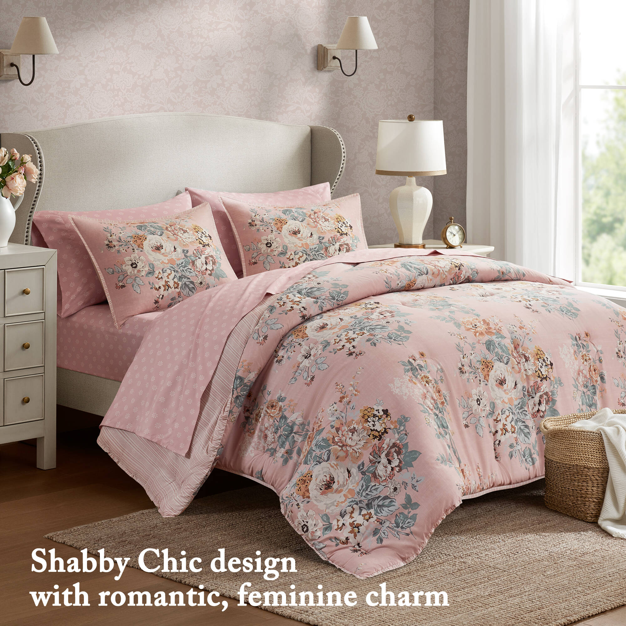 Vinmora™ Regency Heights Queen Size Comforter Sets, Pink Vintage - Premium Comforter Set by Vinmora™