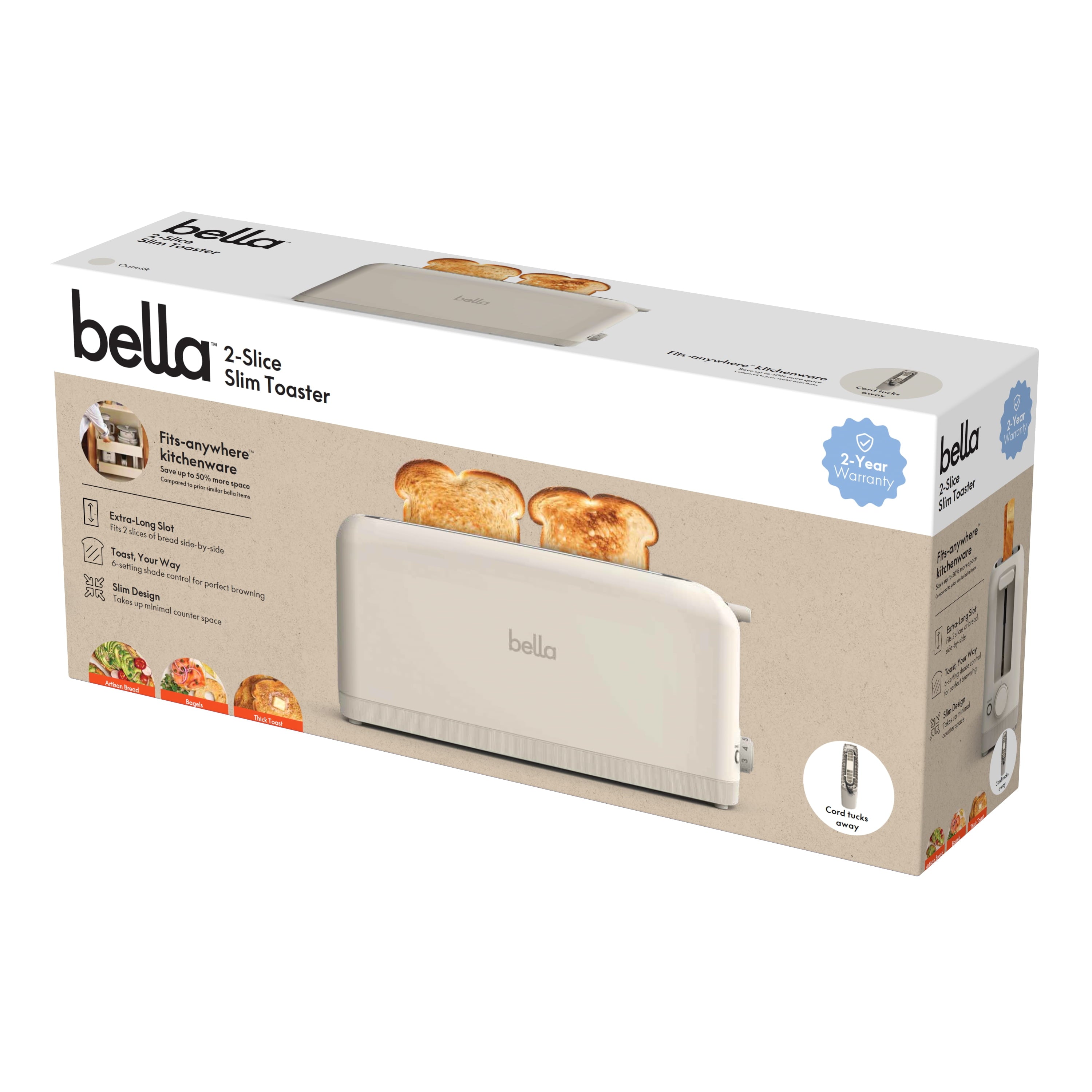 Vinmora™ bella 2-Slice Slim Toaster with Extra Long Slot - Premium Kitchen Appliance by Vinmora™