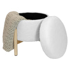 Vinmora™ Modern Dowel Ottoman, Cream Boucle - Premium Bedding & Home by Vinmora™