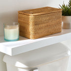 Vinmora™ Brown Rattan Organizer Basket with Lid - Premium Bedding & Home by Vinmora™