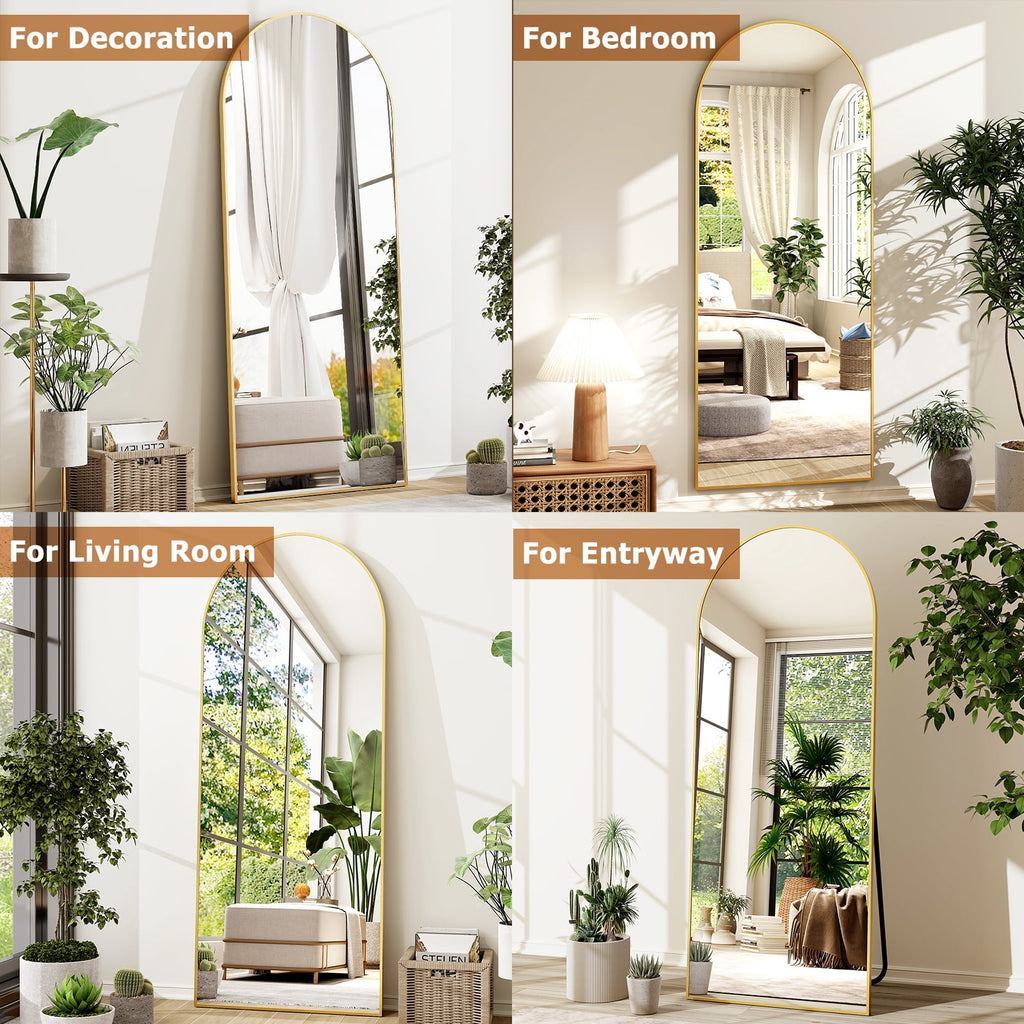 Vinmora™ BEAUTYPEAK 64"x 21" Full Length Mirror Arched Standing - Premium Bedding & Home by Vinmora™