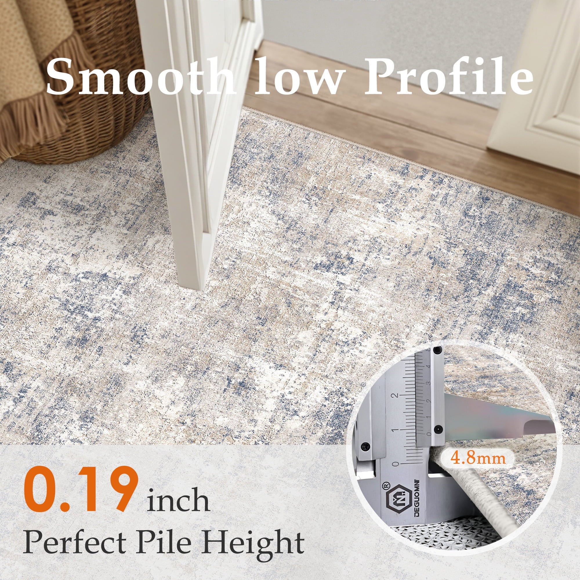 Vinmora™ BERTHMEER 5'x7' Modern Abstract Blue Area Rugs for - Premium Bedding & Home by Vinmora™