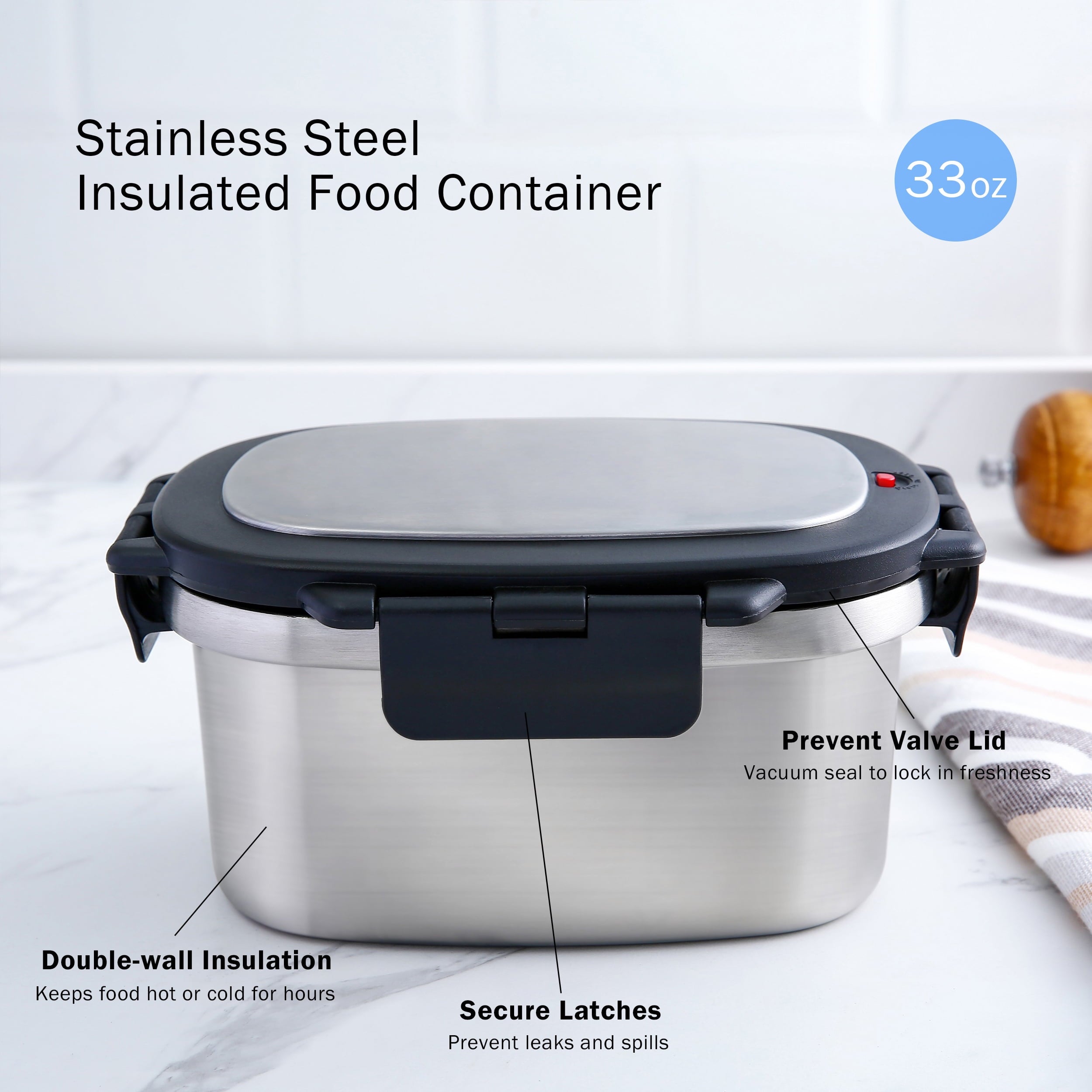 Vinmora™ 33 oz Insulated Stainless Steel Lunch Box Food - Premium Bedding & Home by Vinmora™