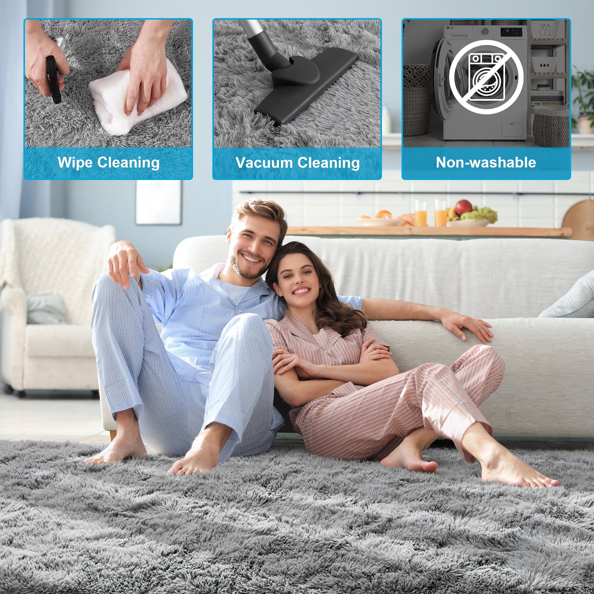 Vinmora™ Nefoso Shag Area Rug 8Ft X 10Ft Soft - Premium Bedding & Home by Vinmora™
